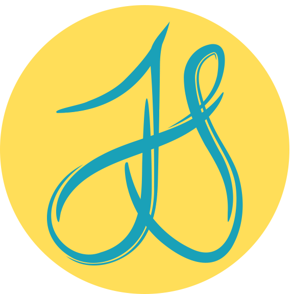 Joy Sinclair Marketing logo featuring the letters J and S in turquoise written inside a yellow circle in cursive brushstroke.