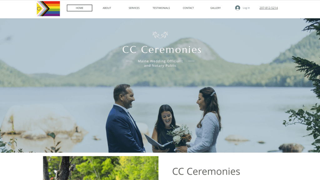 CC Ceremonies website preview of homepage